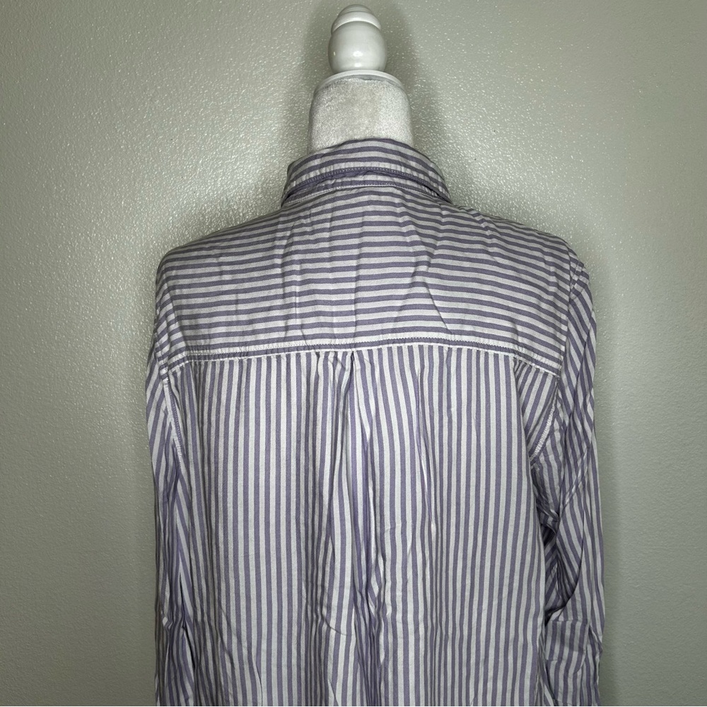 Beach Lunch Lounge Womens Purple & White Striped Button-Up Long Sleeve Shirt XL - Picture 6 of 9